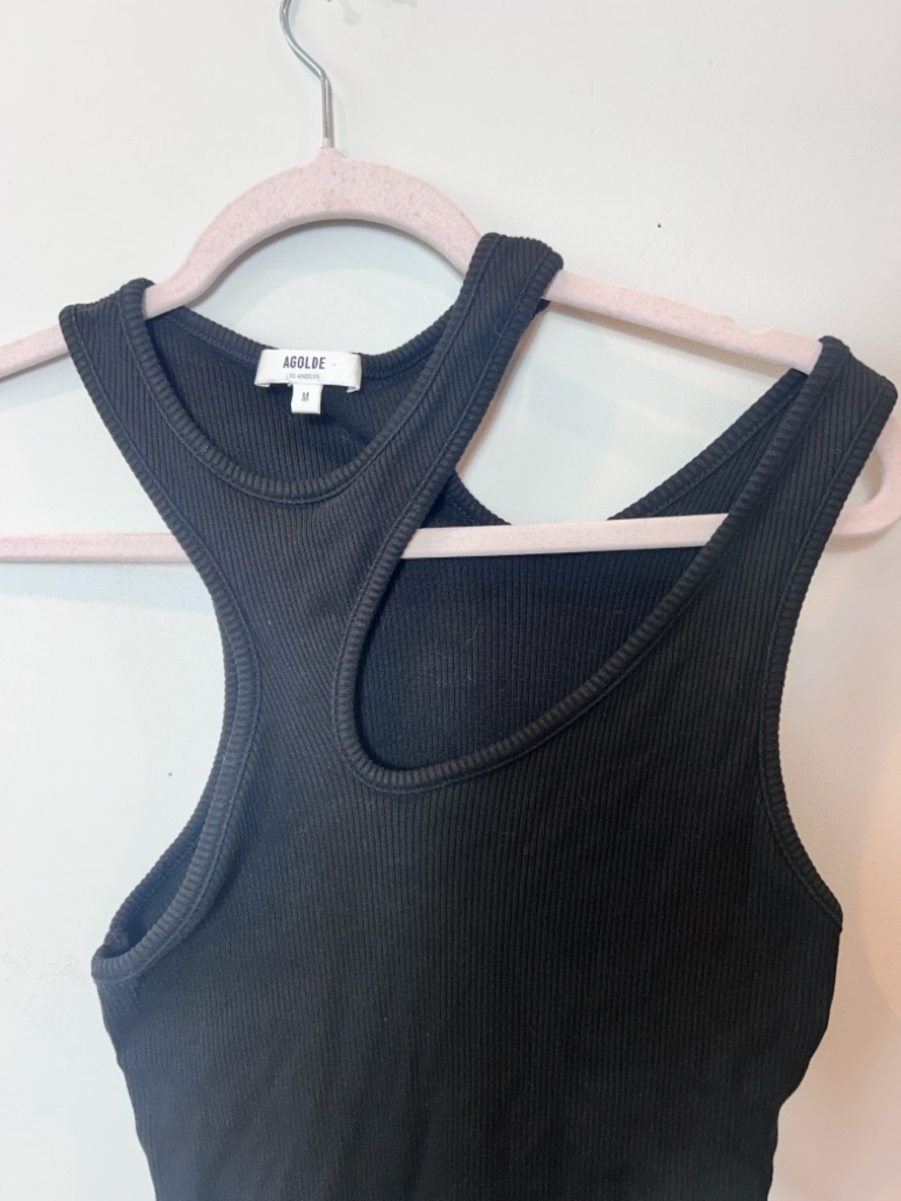 AGOLDE Black Asymmetric Cutout Ribbed Tank - Picture 4 of 6